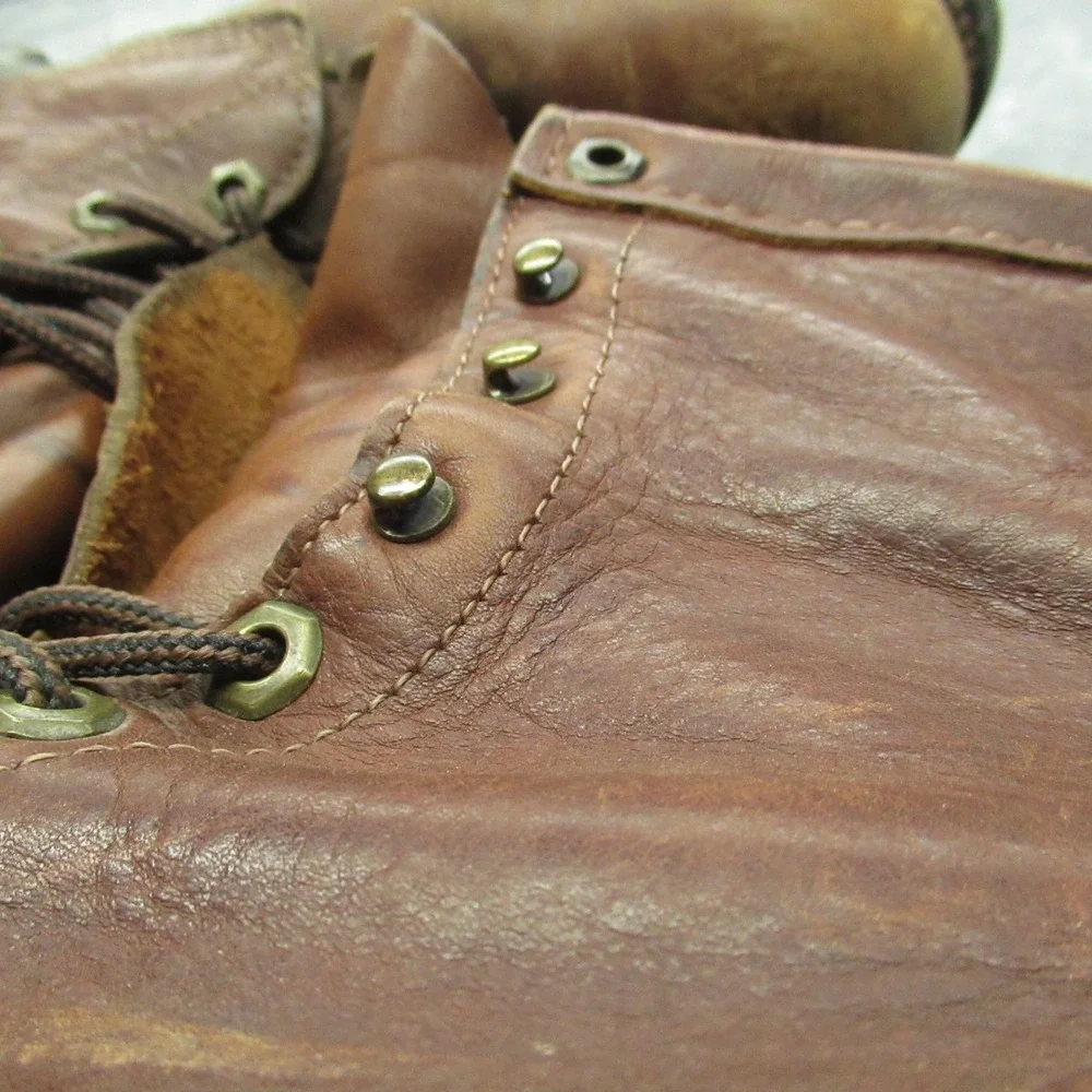 Double H Boots Mens 8.5D Brown Leather Work Kiltie Safety Steel Toe RARE VTG